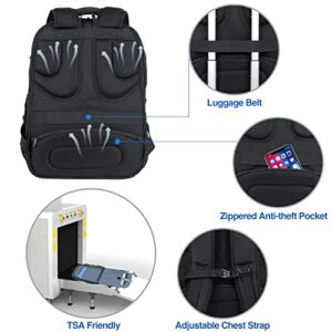 KROSER TSA Friendly Travel Laptop Backpack 18.4 inch XXXL Gaming Backpack Water-Repellent College Daypack Business Backpack with RFID Pockets & USB Port for Men/Women-Black