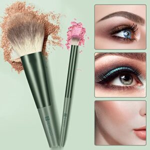 Makeup Brushes Set, HEYMKGO 11Pcs Makeup Brush Set Premium Synthetic Bristles Conical Handle Kabuki Foundation Face Eyeshadow Brush for Liquid Powder Buffing Blending Contouring With Travel Case