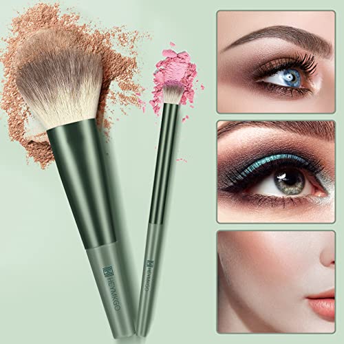 Makeup Brushes Set, HEYMKGO 11Pcs Makeup Brush Set Premium Synthetic Bristles Conical Handle Kabuki Foundation Face Eyeshadow Brush for Liquid Powder Buffing Blending Contouring With Travel Case