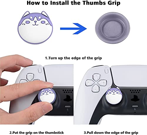 PlayVital Cute Thumb Grip Caps for ps5/4 Controller, Silicone Analog Stick Caps Cover for Xbox Series X/S, Thumbstick Caps for Switch Pro Controller - Chubby Panda