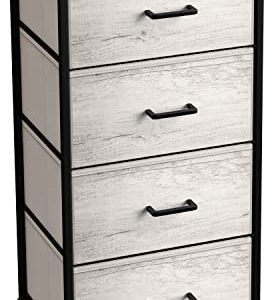 Sorbus Dresser with 4 Faux Wood Drawers - Tall Storage Unit Organizer Tower for Clothes - Bedroom, Hallway, Living Room, Closet, & Dorm Chest Furniture - Steel Frame, Wood Top, Easy Pull Fabric Bins