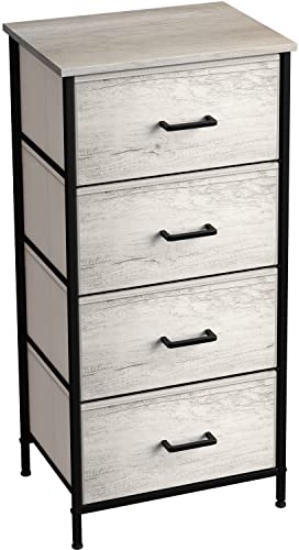 Sorbus Dresser with 4 Faux Wood Drawers - Tall Storage Unit Organizer Tower for Clothes - Bedroom, Hallway, Living Room, Closet, & Dorm Chest Furniture - Steel Frame, Wood Top, Easy Pull Fabric Bins