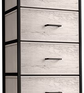 Sorbus Dresser with 4 Faux Wood Drawers - Tall Storage Unit Organizer Tower for Clothes - Bedroom, Hallway, Living Room, Closet, & Dorm Chest Furniture - Steel Frame, Wood Top, Easy Pull Fabric Bins