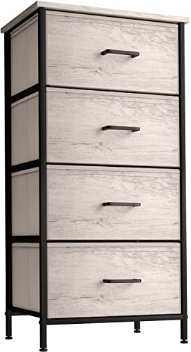 Sorbus Dresser with 4 Faux Wood Drawers - Tall Storage Unit Organizer Tower for Clothes - Bedroom, Hallway, Living Room, Closet, & Dorm Chest Furniture - Steel Frame, Wood Top, Easy Pull Fabric Bins