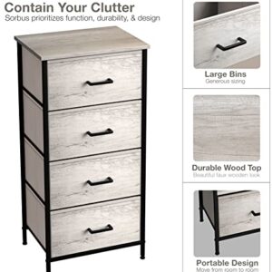 Sorbus Dresser with 4 Faux Wood Drawers - Tall Storage Unit Organizer Tower for Clothes - Bedroom, Hallway, Living Room, Closet, & Dorm Chest Furniture - Steel Frame, Wood Top, Easy Pull Fabric Bins