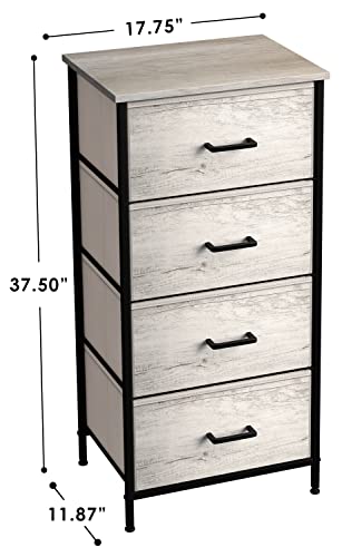 Sorbus Dresser with 4 Faux Wood Drawers - Tall Storage Unit Organizer Tower for Clothes - Bedroom, Hallway, Living Room, Closet, & Dorm Chest Furniture - Steel Frame, Wood Top, Easy Pull Fabric Bins