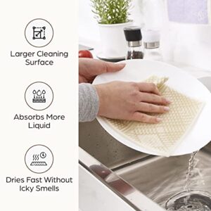 Swedish Dish Cloths, Each Reusable Cellulose Dishcloth Replaces 15 Rolls of Paper Towels and is More Absorbent than a Sponge For Washing Dishes, Kitchen, Set of Six