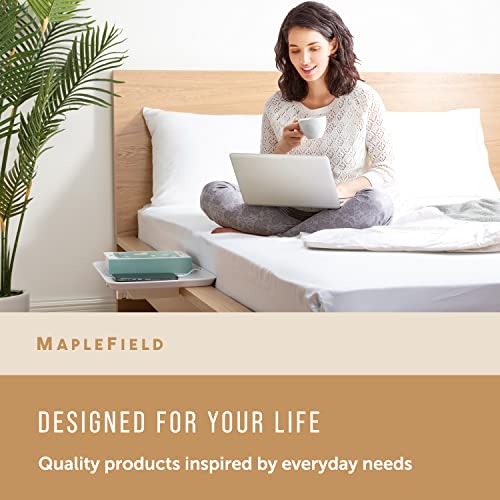 Maplefield Universal Bed Shelf - Clip-On Nightstand - Bedside Caddy for Bed - Great for Bunk Beds, Dorms, Small Spaces, and More - Holds Up to 60 LBS - 12” x 16 [White]