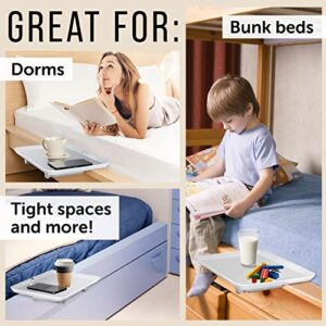 Maplefield Universal Bed Shelf - Clip-On Nightstand - Bedside Caddy for Bed - Great for Bunk Beds, Dorms, Small Spaces, and More - Holds Up to 60 LBS - 12” x 16 [White]