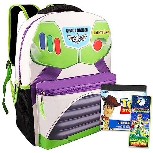 Fast Forward Lightyear Backpack Set - Buzz Lightyear Backpack for Boys Bundle with Stickers, More | Toy Story Backpack for Boys 4-6