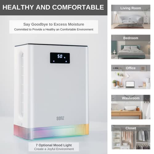 SenzTronics 3000ml(102oz) Dehumidifier, Up to 4500 Cubic Feet (500 Sq.ft) Dehumidifiers for Home Portable Ultra Quiet Small Dehumidifier with Auto-Off for Basement Bedroom Bathroom Closet RV