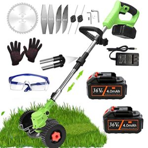 Cordless Electric Weed Wacker 36V Grass Trimmer,Weed Eater Cordless String Trimmer Battery-Powered,Electric Brush Cutter with 2 Battery and Charger