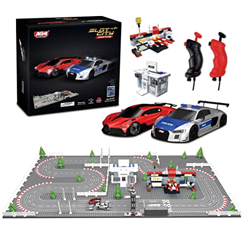 AGM MASTECH Mini Deluxe Block Building N Slot car Race Set GD-11 at 1:87 Scale