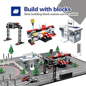 AGM MASTECH Mini Deluxe Block Building N Slot car Race Set GD-11 at 1:87 Scale