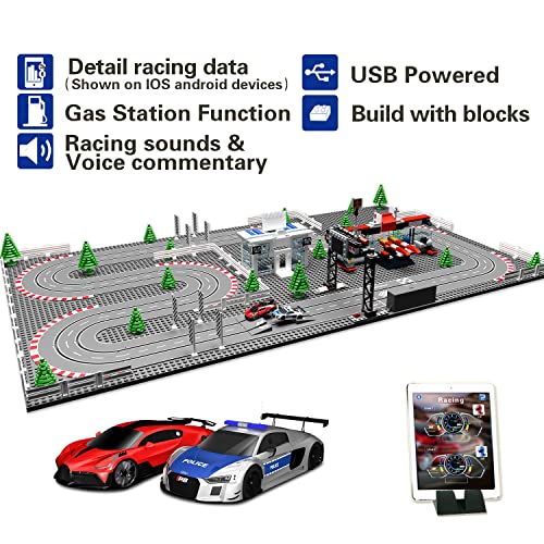 AGM MASTECH Mini Deluxe Block Building N Slot car Race Set GD-11 at 1:87 Scale