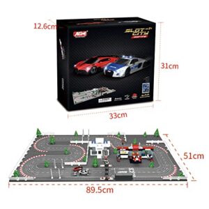 AGM MASTECH Mini Deluxe Block Building N Slot car Race Set GD-11 at 1:87 Scale