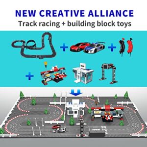 AGM MASTECH Mini Deluxe Block Building N Slot car Race Set GD-11 at 1:87 Scale