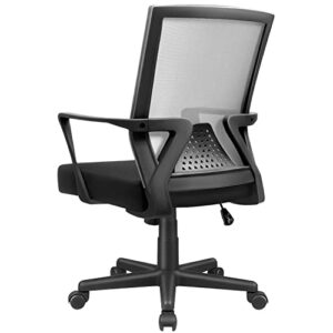 Furmax Office Chair Ergonomic Chair with Lumbar Support, Mid Back Computer Desk Chair Adjustable Height, Mesh Swivel Task Chair Humanized Breathable Chair with Armrests (Grey)