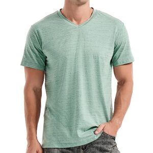 kliegou men's v neck t shirts - casual stylish fitted tees for men light green-grey xxxl