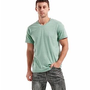 KLIEGOU Men's V Neck T Shirts - Casual Stylish Fitted Tees for Men Light Green-Grey XXXL