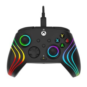 PDP Afterglow Wave Wired LED Controller for Xbox Series X|S/Xbox One/PC, RGB Lights, Customizable/App Supported - Black