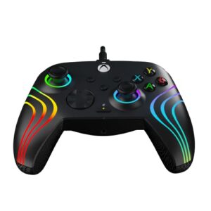 PDP Afterglow Wave Wired LED Controller for Xbox Series X|S/Xbox One/PC, RGB Lights, Customizable/App Supported - Black