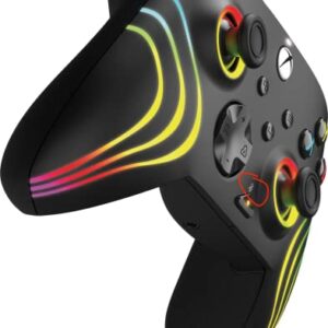 PDP Afterglow Wave Wired LED Controller for Xbox Series X|S/Xbox One/PC, RGB Lights, Customizable/App Supported - Black