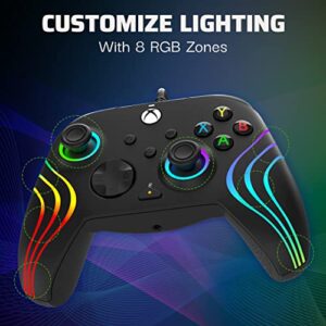 PDP Afterglow Wave Wired LED Controller for Xbox Series X|S/Xbox One/PC, RGB Lights, Customizable/App Supported - Black