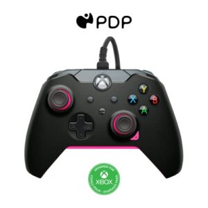 pdp wired xbox game controller - xbox series x|s/xbox one, dual vibration gamepad, app supported - fuse black/pink (amazon exclusive)
