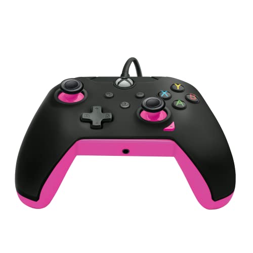 PDP Wired Xbox Game Controller - Xbox Series X|S/Xbox One, Dual Vibration Gamepad, App Supported - Fuse Black/Pink (Amazon Exclusive)