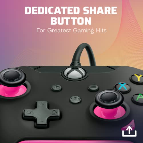 PDP Wired Xbox Game Controller - Xbox Series X|S/Xbox One, Dual Vibration Gamepad, App Supported - Fuse Black/Pink (Amazon Exclusive)