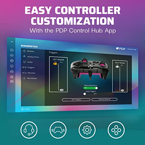 PDP Wired Xbox Game Controller - Xbox Series X|S/Xbox One, Dual Vibration Gamepad, App Supported - Fuse Black/Pink (Amazon Exclusive)