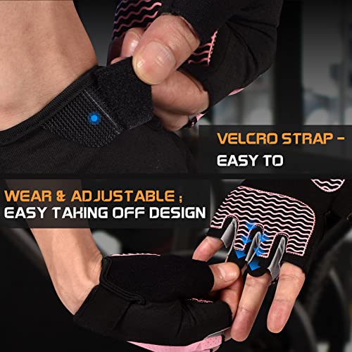 Sunnex Gym Gloves for Women, Workout Gloves Women, Fingerless Gloves for Weightlifting, Lightweight Breathable Fitness Gloves, Sports Gloves for Training Lifting Weight Cycling Climbing Rowing