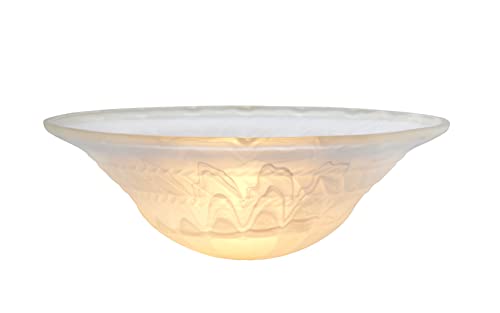 Aspen Creative 23121-01, Etched Alabaster Replacement Glass Shade for Medium Base Socket Torchiere Lamp, Swag Lamp and Pendant, 1-5/8" Fitter Size x 20" Diameter x 6-3/4" Height