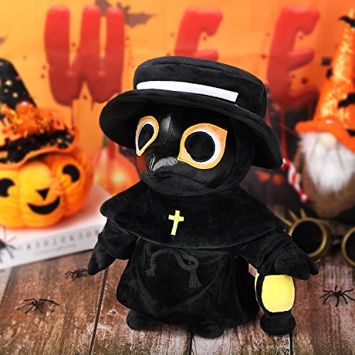 Plague Doctor Plush Toy, 16" Big Weighted Spook Cute Stuffed Plushie Pillow Doll, Soft Large Fluffy Halloween Hugging Cushion Decor, Present for Kids and Adults
