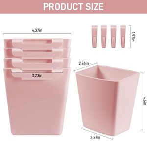 LEZIOA 5 Pack Hanging Cup Holders, Multipurpose Rolling Cart Accessories Utility Cart Accessories For Art & Craft Supplies, Space Saving Hanging Storage Basket Pencil Holder Makeup Organizers (Pink)