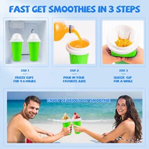 Slushy Maker Cup, TIK TOK Magic Quick Frozen Smoothies Cup, Portable Double Layer Slushy Maker Cup, Slushie Machine with Straw and Spoon, Ice Cream Maker for Kids and Family(Green)