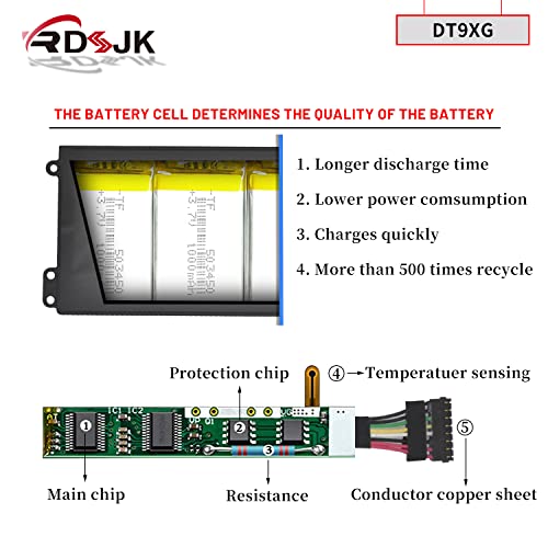 DT9XG Laptop Battery for Dell Alienware Area-51m R1 R2 ALWA51M-D1968W D1969PW D1733B D1969DB D1968B D1746W D1735DB D1733PB D1766W D1748DW D1748DB D1746B D1766PB D1741DB Series 07PWKV 0KJYFY 11.4V 90Wh