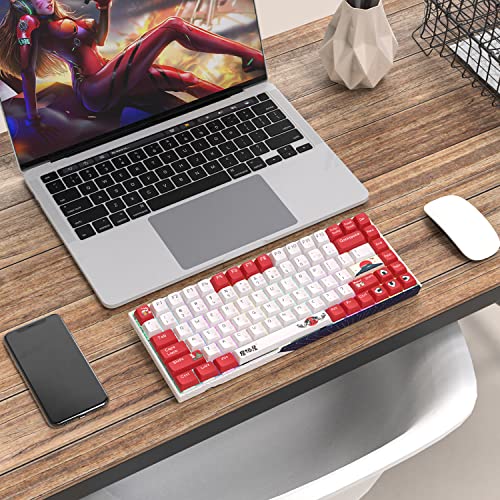 COSTOM XVX M84 Hot Swappable Wireless Mechanical Keyboard, 75% Layout TKL Gaming Keyboard, N-Key Rollover RGB Backlit Custom Keyboard for Windows Mac PC Gamers(Izakaya Theme, Gateron Red Switch)