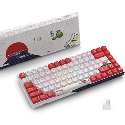 COSTOM XVX M84 Hot Swappable Wireless Mechanical Keyboard, 75% Layout TKL Gaming Keyboard, N-Key Rollover RGB Backlit Custom Keyboard for Windows Mac PC Gamers(Izakaya Theme, Gateron Red Switch)