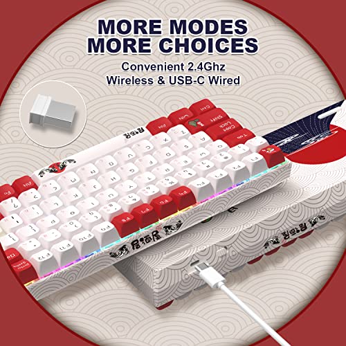 COSTOM XVX M84 Hot Swappable Wireless Mechanical Keyboard, 75% Layout TKL Gaming Keyboard, N-Key Rollover RGB Backlit Custom Keyboard for Windows Mac PC Gamers(Izakaya Theme, Gateron Red Switch)