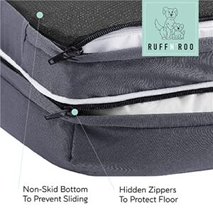 Classic Brands Ruff n' Roo Small Waterproof Bolster Cotton and Memory Foam Dog Bed with Non-Slip Bottom, Grey