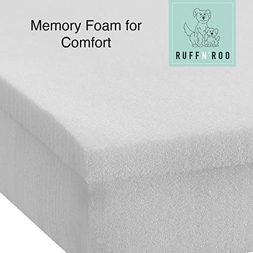 Classic Brands Ruff n' Roo Small Waterproof Bolster Cotton and Memory Foam Dog Bed with Non-Slip Bottom, Grey