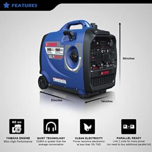 A-iPower Portable Inverter Generator, 2400W Ultra-Quiet Powered By Yamaha Engine RV Ready, EPA & CARB Compliant, Ultra Lightweight For Backup Home Use, Tailgating & Camping (SC2400iP)