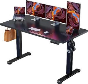 ergear height adjustable electric standing desk, 55 x 28 inches sit stand up desk, memory computer home office desk (black)