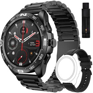 military smart watch for men outdoor waterproof tactical smartwatch bluetooth dail calls speaker 1.3'' hd touch screen fitness tracker watch compatible with iphone samsung