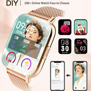 Lefitus Smart Watches for Women (Answer/Make Calls) 1.7" Touchscreen Fitness Tracker with Heart Rate Monitor Pedometer Smartwatch for Android and iOS Phones with Stainless Steel Band Waterproof