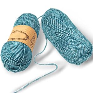 2 roll yarn for knitting crochet, velvet yarn knitting yarn fabric cloth for diy craft handmade velvet coarse wool scarf thread new year christmas gift - blue, 142 yards x 2
