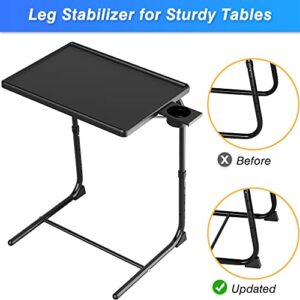 TV Tray Table, Allpop Adjustable TV Dinner Tray for Eating, Folding Laptop Table with 6 Heights & 3 Tilt Angles, Cup Holder for Bed & Sofa, Black