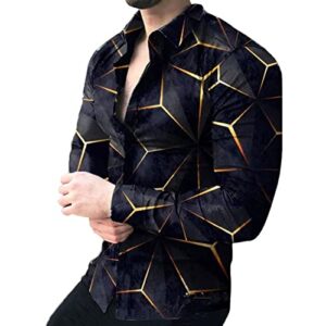men's stylish dress shirts pattern printed shirts long sleeve button down shirts l